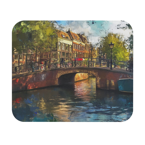 Amsterdam Canals Painting Mouse Pad