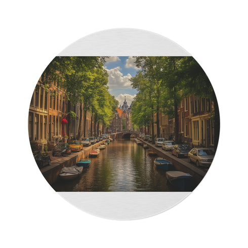 "Amsterdam Canals Round Rug: A Masterpiece"