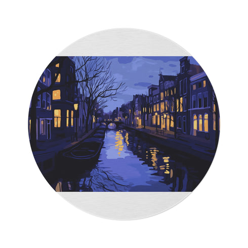 Amsterdam Canals Round Rug: Magnificent Amsterdam Painting
