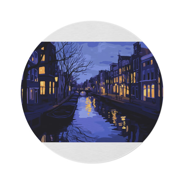 Amsterdam Canals Round Rug: Magnificent Amsterdam Painting