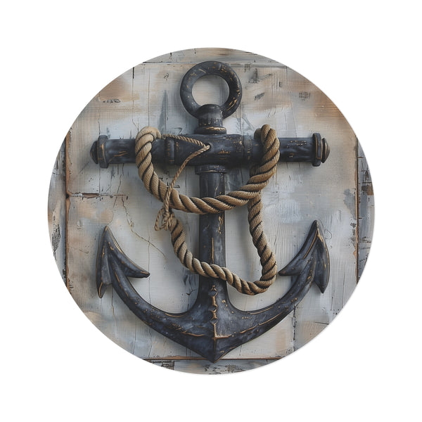 "Anchored in Nautical Charm: Round Rug"