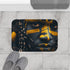 Ancient African Tribal Godlike Figure Luxury Memory Foam Bath Mat - Bathroom Lifestyle View