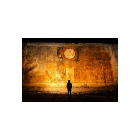 Ancient Mural Glowing Eclipse Poster