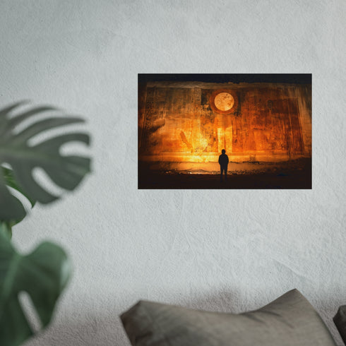 Ancient Mural Glowing Eclipse Poster