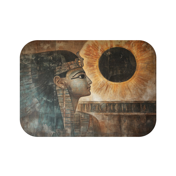 Ancient Mural Glowing Under Eclipse ā Memory Foam Bath Mat ā Top-Down Memory Foam Bath Mat View