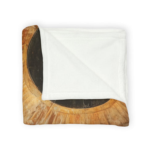 Ancient Mural Glowing under Eclipse Plush Fleece Throw Blanket