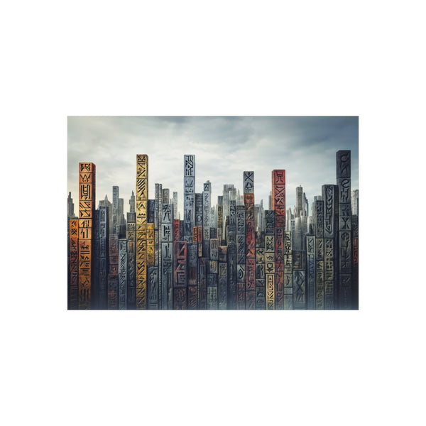 Ancient Runes City Skyline Poster