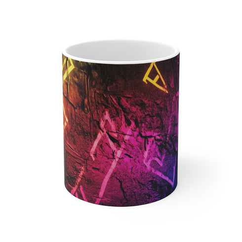 Ancient Runes Neon Graffiti Mug
