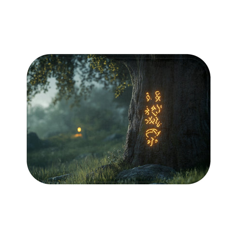 Ancient Tree Glowing Runes Bathmat