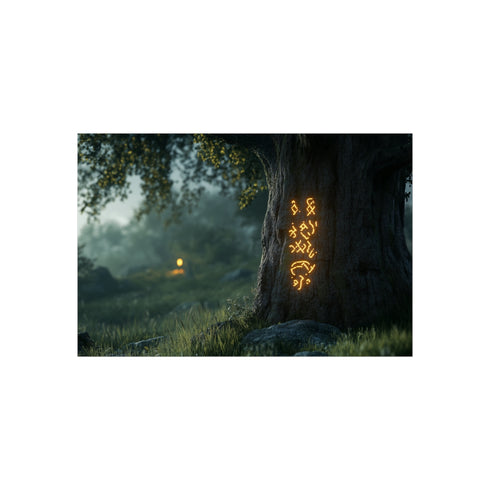 "Ancient Tree with Glowing Runes"