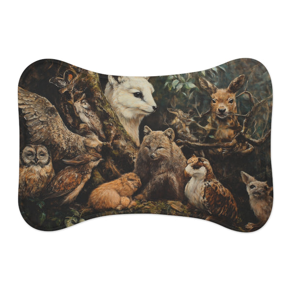 "Animal Harmony Pet Mat: Diverse companions coexisting peacefully!"