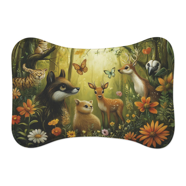 "Animal Harmony Pet Mat: Diverse Group Coexisting"
