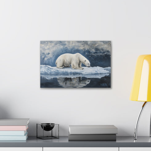 Arctic Meltdown Polar Bear Canvas Wall Art - 18" x 12"
