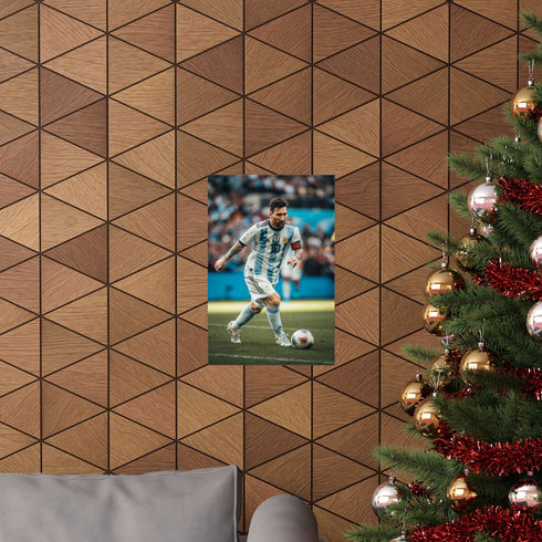 Argentinian King Lionel Messi Poster Blue and White Jersey Celebration.