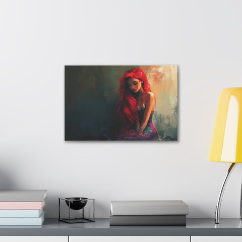 Ariel Little swimming with sea creatures canvas, 18" x 12" 1.25"