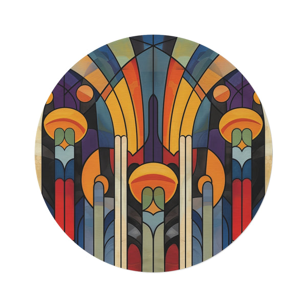 "Art Deco Inspired Round Rug"