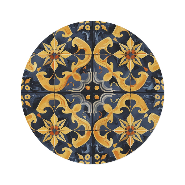 "Artisan Tiles Round Rug: Exquisite Elegance"