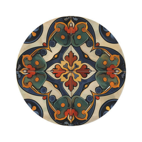"Artisan Tiles Round Rug: Seamless Elegance"