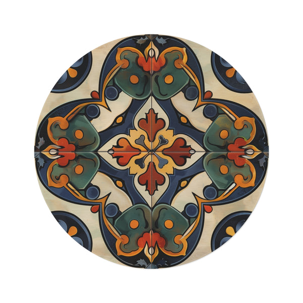 "Artisan Tiles Round Rug: Seamless Elegance"