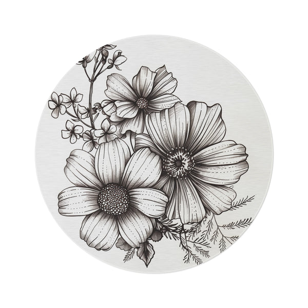 "Artistic Hand-Drawn Round Rug"