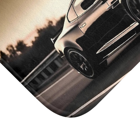 Aston Martin Dbs Driving High Speed Luxury Memory Foam Bath Mat - Microfibre Texture Close-Up