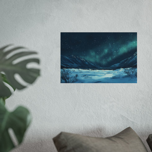 Aurora Borealis Over Snowy Tundra