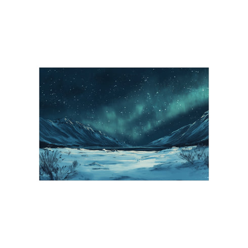 Aurora Borealis Over Snowy Tundra