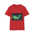 Aurora Borealis Shaped Like Bird Graphic Unisex Softstyle T-Shirt - Red Variant
