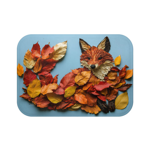 Autumn Leaf Fox Design Bath Mat