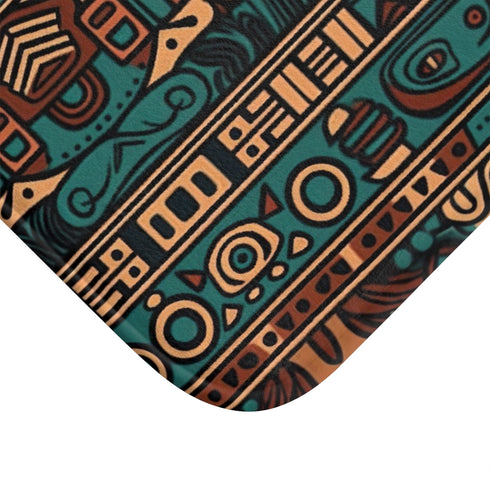 Aztec Pattern — Non-Slip Bath Mat — Cushioned Memory Foam & Non-Slip Backing Detail