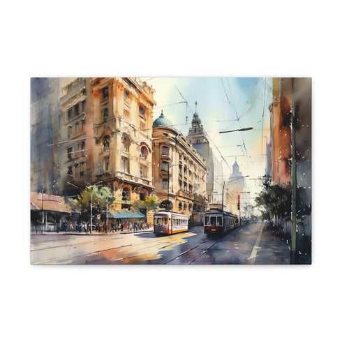 Stunning Melbourne skyline canvas print for home decor enthusiasts.