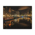 Amsterdam nightscape canvas with iconic canal reflection at nighttime.
