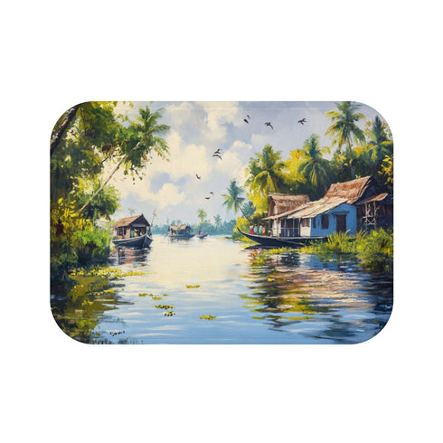 "Backwaters Kerala Painting Bath Mat"