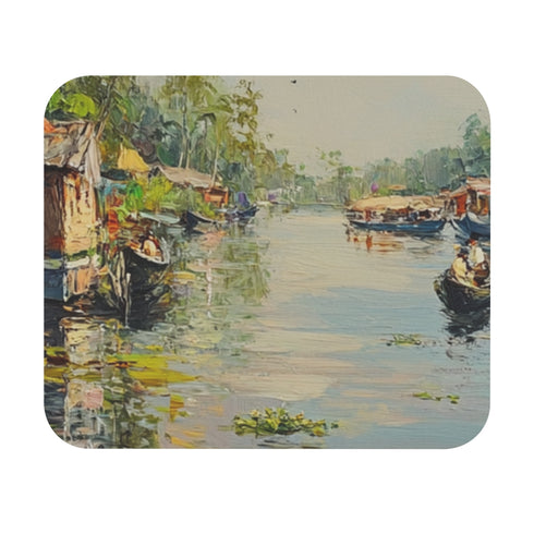 Backwaters Kerala Painting Mouse Pad Navigate the Beauty