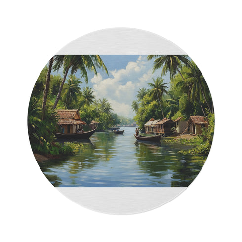 Backwaters Kerala Round Rug: Beautifully Designed