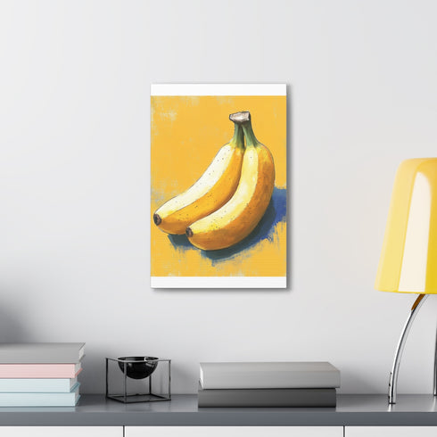 Watercolor banana canvas with tropical wanderlust vibes for home decor.