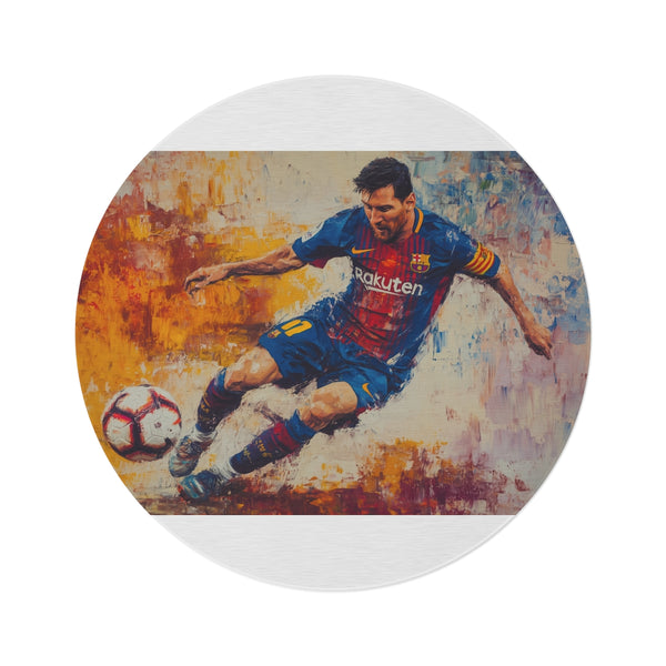 "Barcelona Brilliance: Lionel Messi Round Rug"