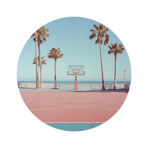 "Basketball Court-Inspired Round Rug"