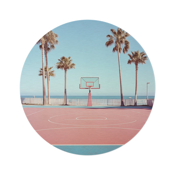 "Basketball Court-Inspired Round Rug"