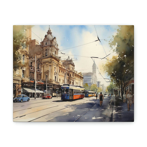 Elegant Melbourne cityscape canvas print in 8" x 10" size.