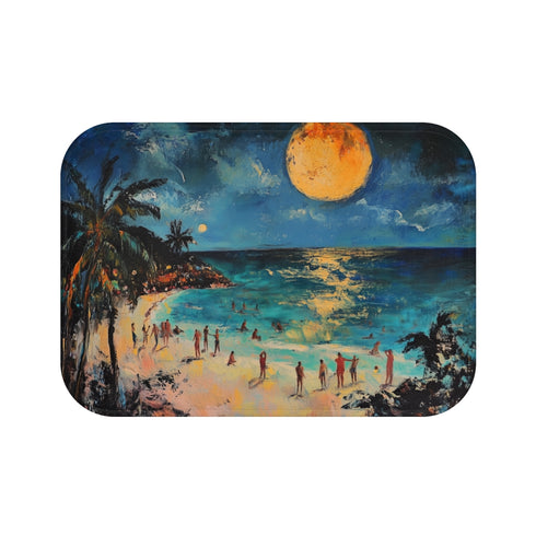 "Beach Night Full Moon Bath Mat"