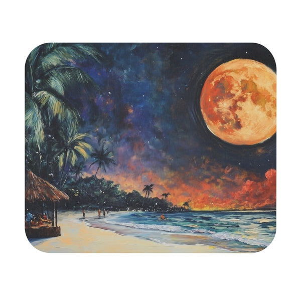 Beach Night Full Moon Mouse Pad