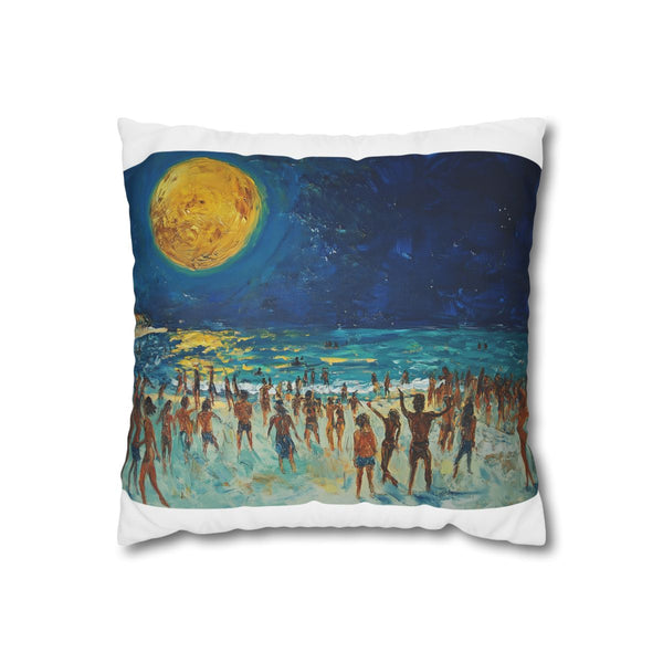 "Beach Night Full Moon Pillow"