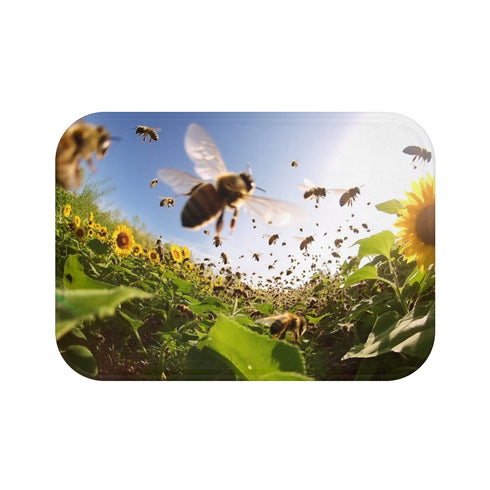 "Bee-Loved Sunflower Spring Bath Mat"