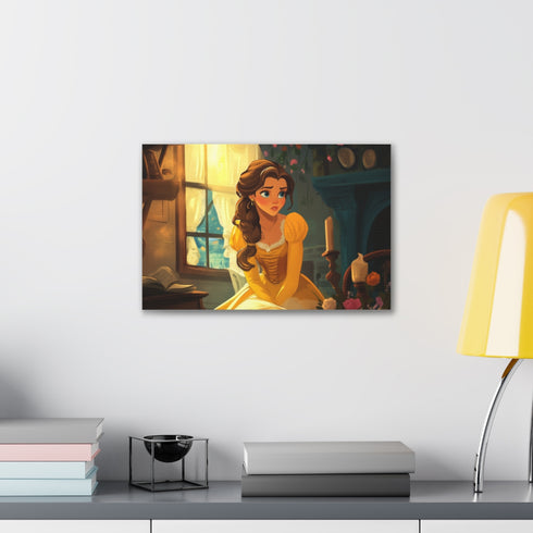 Belle canvas print of Beauty and the Beast, enchanting elegance.