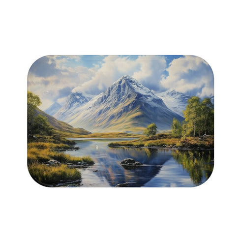 "Ben Nevis Scotland Bath Mat: Stunning Mountain Scene"