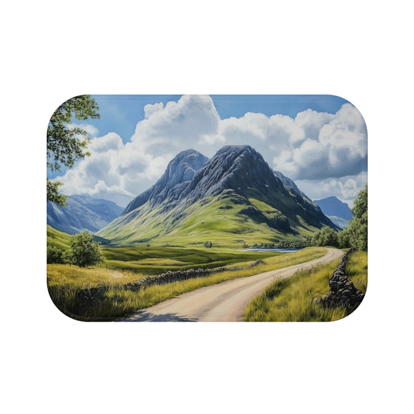 "Ben Nevis Scotland Painting Bath Mat: Soft, Stylish, and Stunning!"