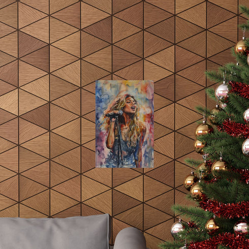 Vibrant Beyonce watercolor poster for fans of the Queen on stage.