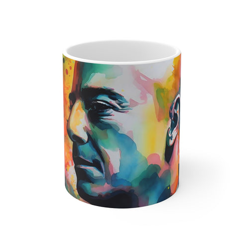 "Bezos Neon Watercolor Mug: Bold & Brilliant"