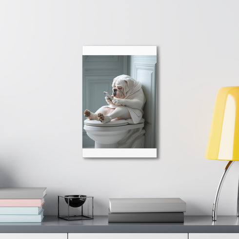 Canvas wall art of thoughtful big bulldog for home decor.